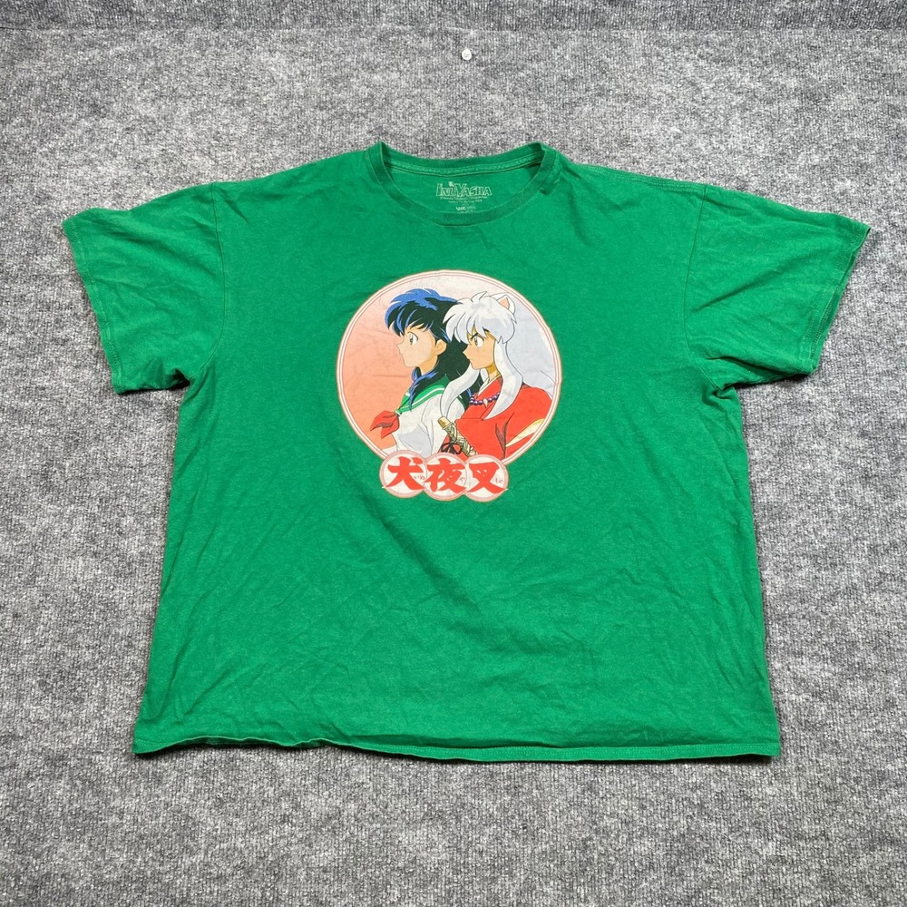 Inuyasha Anime Graphic T-Shirt Mens XL Green Kagome Viz Media 2009 Shonen Tee